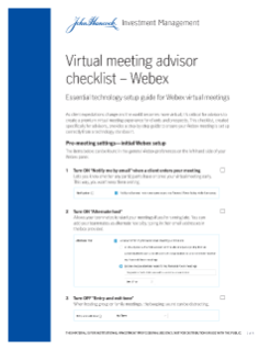 Virtual Meeting Advisor Checklist Webex