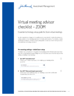 Virtual Meeting Advisor Checklist Zoom