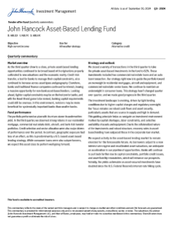 Asset-Based Lending Fund quarterly commentary 