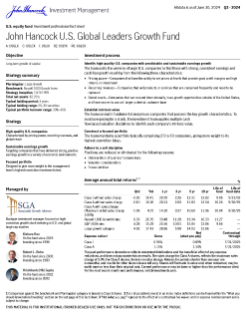 John Hancock US Global Leaders Growth Fund investment professional fact sheet