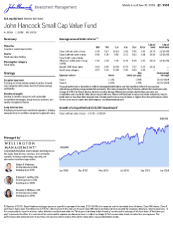 John Hancock Small Cap Value Fund investor fact sheet