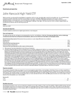 John Hancock High Yield ETF summary prospectus 