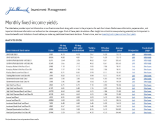 John Hancock monthly fixed-income yields 